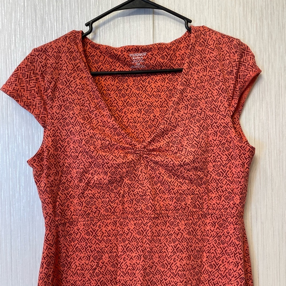Toad&Co Organic‎ Cotton Orange Patterned Dress – Size M - Picture 2 of 4